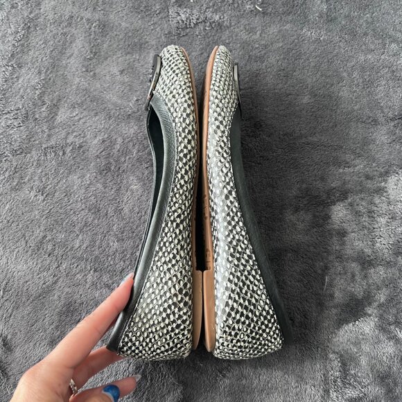 Tory Burch Reva Flat Snake Skin with Black/Pewter Hardware Size 8 - Picture 4 of 8